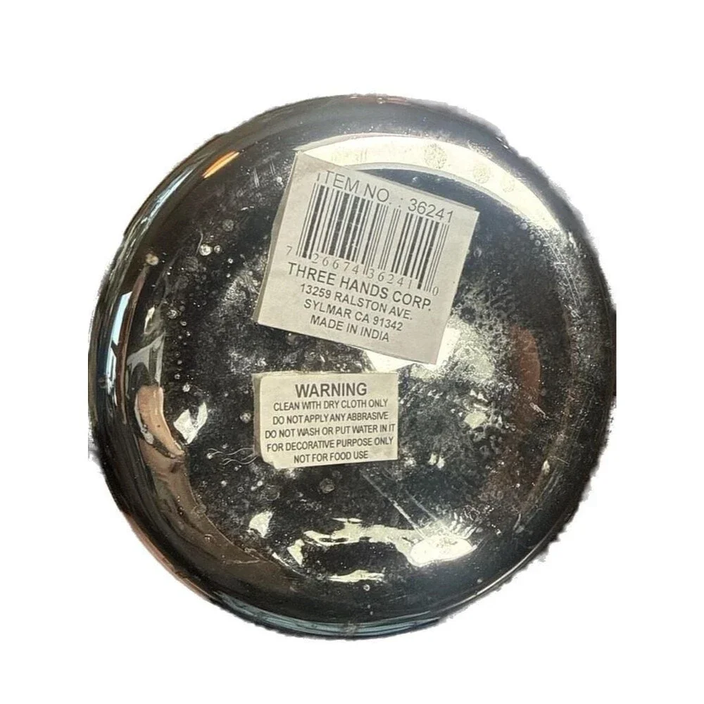 Three Hands Corp. Silver Mercury Glass Conical Vase, 9.5” Item 36241